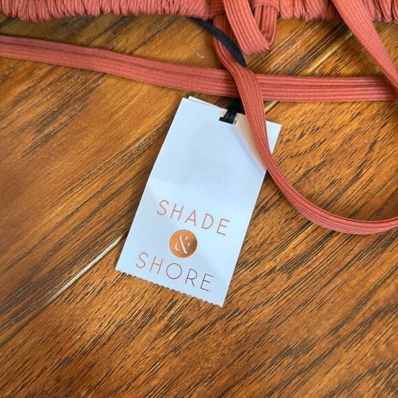 NWT Shade & Shore Small (4-6) Removable Pads Brown Bikini Triangle Ribbed Top - Picture 7 of 7
